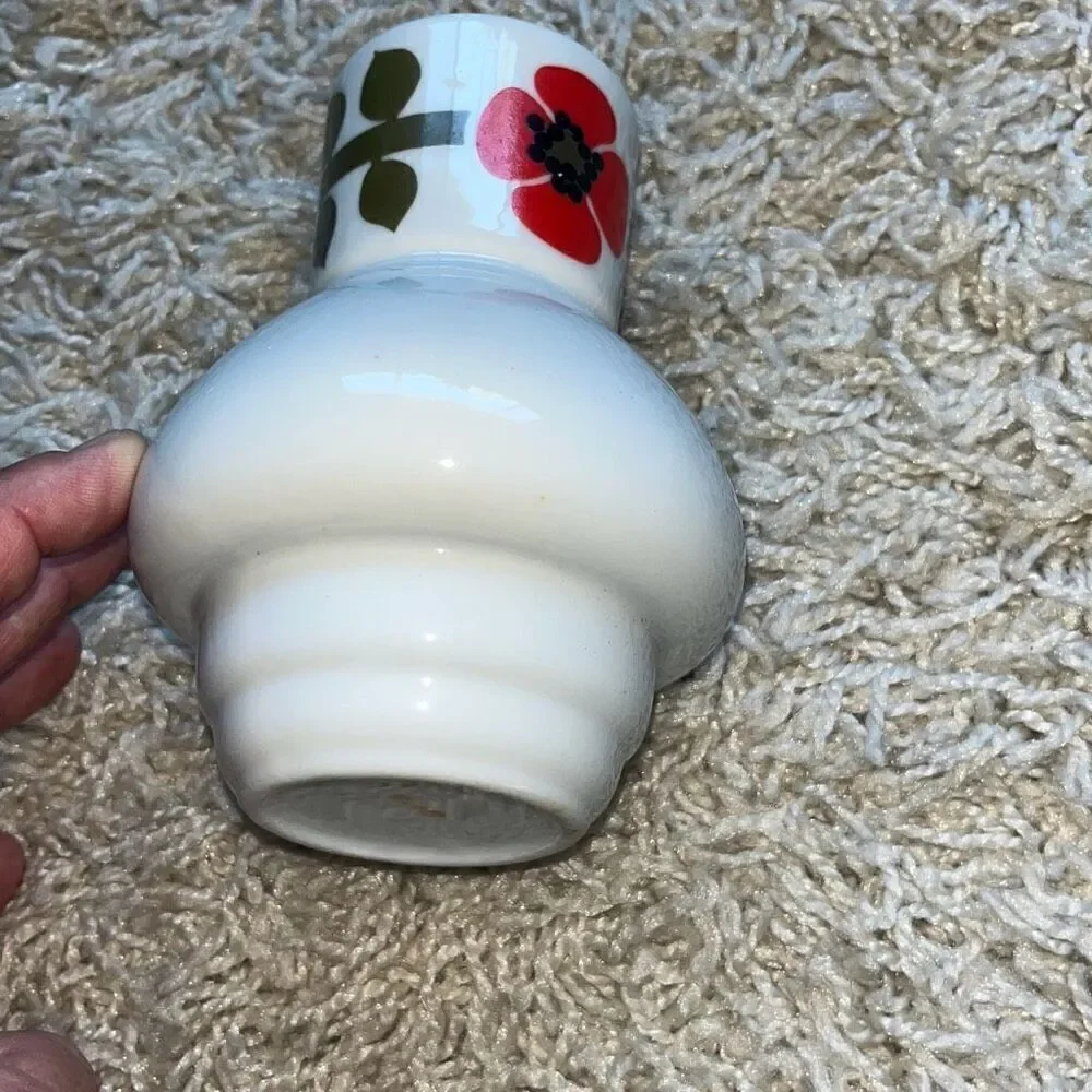 OOK Vintage Sake Bottle Decanter Red Poppy Flower